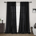Extra Long Black Curtain 108 inches Long 2 Panels Set for Living Room Back Tab Modern Farmhouse Muslin Look Decor Cotton Textured Sheer Linen Curtains 108 inch Length for Large Window 9 FT Tall