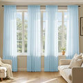 MIULEE Sky Blue Sheer Curtains 90 Inches Long, 4 Panels Set, Light Filtering Rod Pocket Voile Drapes for Living Room and Bedroom, Airy Soft Fabric Window Treatments, 42 x 90 Inches