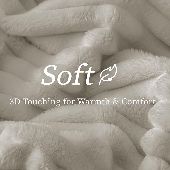 BEDELITE Twin Blanket for Couch & Bed, 300GSM Soft & Warm Fleece Blanket, Decorative and Giftable Striped Light Grey Blankets for Women, Men, 60"x80"