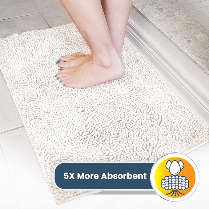 Muddy Mat® | Super Absorbent Door Mat Indoor, Microfiber Quick Dry Chenille Entryway Rug, Non-Slip Front Door Mat, Indoor Mats for Entryway, Machine Washable Pet Rug, White 24"x36"
