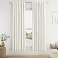 Guken Ivory 100% Blackout Linen Curtains 72 Inch Length 2 Panels Set for Living Room Bedroom Back Tab Thermal Insulated Black Out Drapes Room Darkening Farmhouse Window Curtains 72 Inches Long