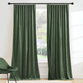RYB HOME Elegant Green Velvet Curtains 84 inches Long, Light Blocking, Thermal Insulated, Stylish Velvet Drapes with Hook Belt for Cozy Home Aesthetics, 52" W x L96 L, 2 Panels Set