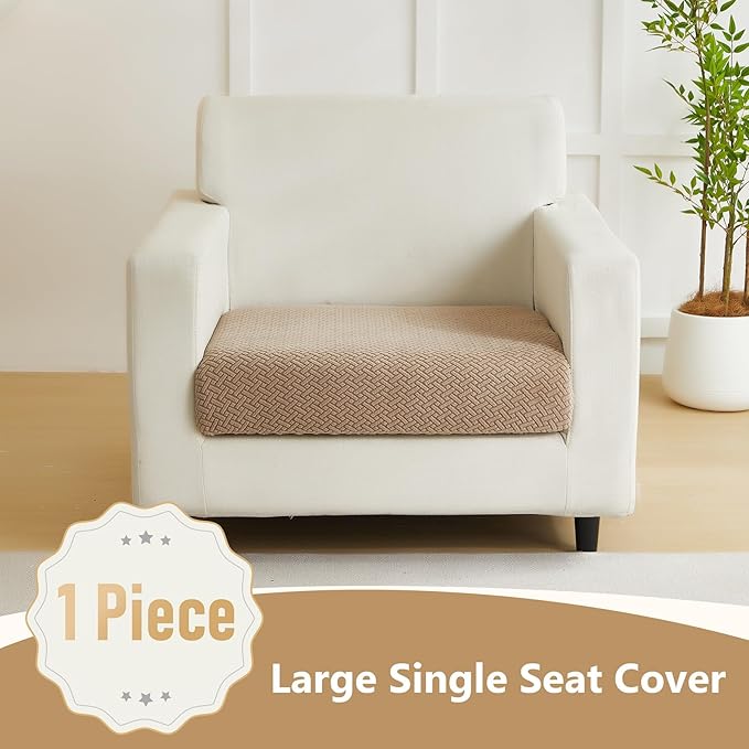 Couch Cushion Covers for Sofa Couch Covers Wear-Resistant Universal Sofa Cover Washable Stretch for Sectional Slipcovers (Texture-Light Coffee,Large Single Seat Cover)