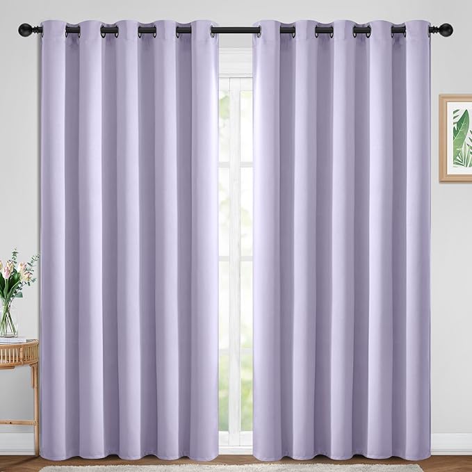 Yakamok Blackout Curtains Room Darkening Thermal Insulated Window Panels,Solid Grommet Top Drapes for Bedroom/Living Room(70Wx84L, Lilac, 2 Panels)