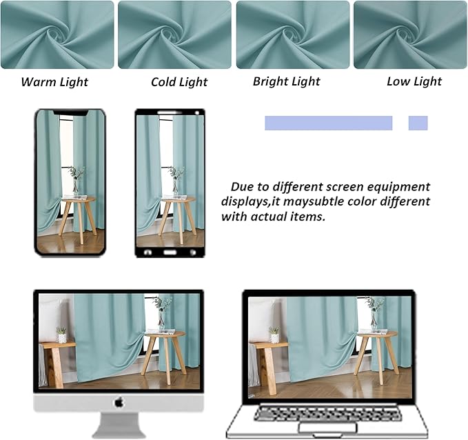 Simplebrand Ava Aqua Blackout Curtains for Bedroom 72 Inch Length 2 Panels Set, Privacy Thermal Insulated Rod Pocket Window Curtains for Patio French Door Front Door, W40 x L72 Inch, Aqua