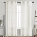 Nanspring Beige White Linen Curtains 84 Inch Length for Living Room Linen Blend Back Tab and Rod Pocket Semi Sheer Light Filtering Rustic Coastal Decor Curtains for Bedroom 60 x 84 Inch, 2 Panels