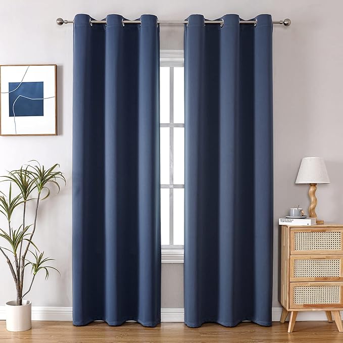ChrisDowa Blackout Curtains 72 inches Long for Bedroom - 2 Panels Set Grommet Thermal Insulated Room Darkening Curtains for Living Room (Stone Blue, 42 x 72 Inch)