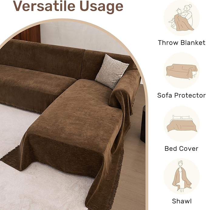 Sectional Couch Covers, 2 Pieces Washable L Shaped Couch Covers Sofa Blanket for Dogs Pet Friendly Sectional Sofa Slipcovers Furniture Covers,71"x 118"+ 71"x 118",(XX-Large,Coffee)