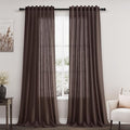 Coffee Linen Curtains 102 Inches Long for Living Room 2 Panel Set Back Tab Rod Pocket Semi Sheer Curtains Light Filtering Burlap Extra Long Drapes Neutral Farmhouse Decor for High Window 52x102