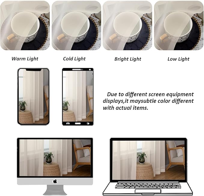 Chyhomenyc Cream Sheer Curtains 84 Inches Long 2 Panels, Light Filtering Cream Curtains for Living Room, Soft Gentle Voile Rod Pocket Bedroom Window Drapes, 59Wx84L Inch, 2PCS