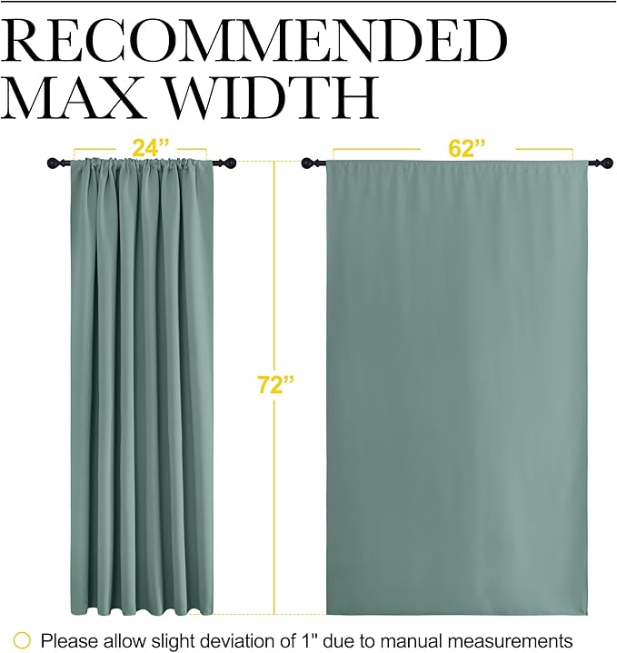 NICETOWN 2 Panels Blackout Curtains, Rod Pocket Window Curtains Room Darkning Drapes for Bedroom/Living Room, Thermal Insulated Solid Draperies for Home Office/Study, 62 by 72-Inch, Greyish Blue