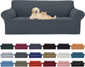 Cupuamon 2026 New Stretch Sofa Slipcovers Couch Cover for 3 Cushion Furniture Protector Sofa Covers with Elastic Bottom Jacquard Fabric Small Checks for Pets, Kids -Sofa, Grey