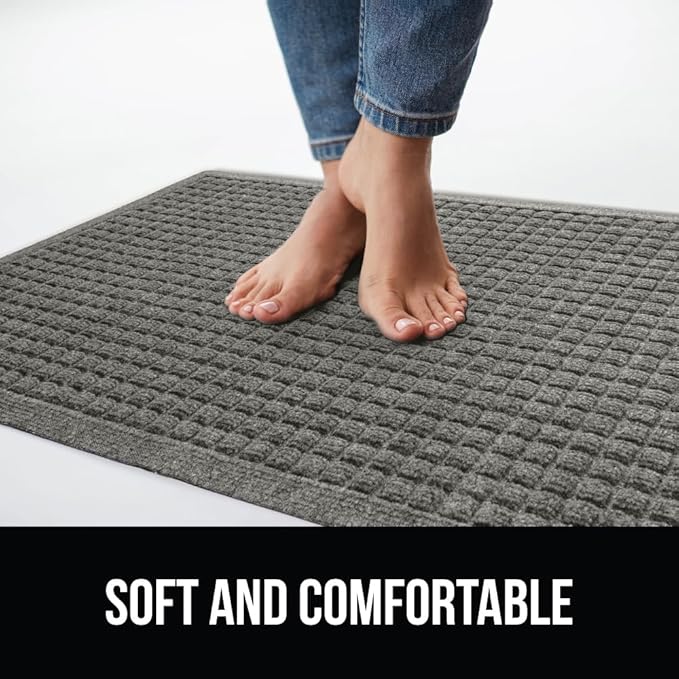 GORILLA GRIP® Ultra Absorbent Front Door Mat Outside Entrance, 72x24, Traps Dirt and Moisture, HydroABSORB Indoor Outdoor Doormat Holds Up to 2.75 Cups Water, Stain and Fade Resistant Welcome Mat Grey