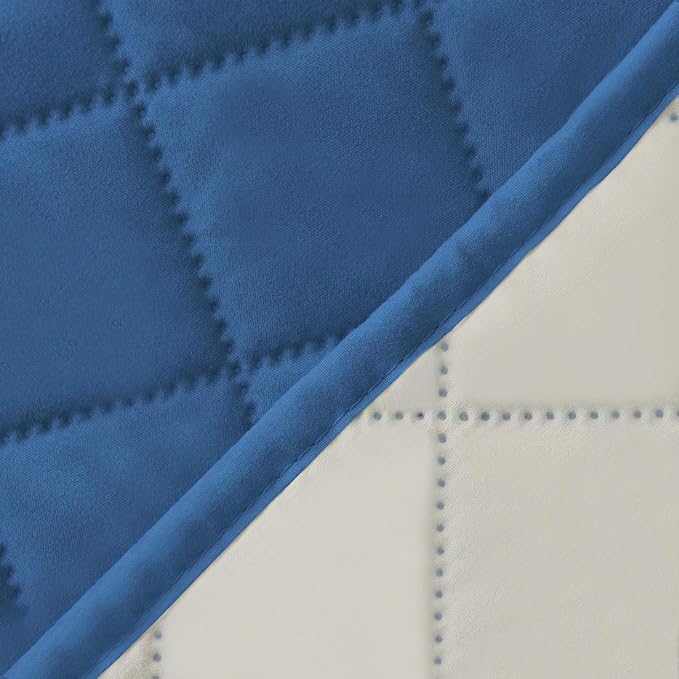 Easy-Going Reversible Couch Cover for 3 Cushion Couch Sofa Cover for Dogs Water Resistant Furniture Protector Cover with Foam Sticks Elastic Straps for Pet Cat (Sofa, Blue/Ivory)