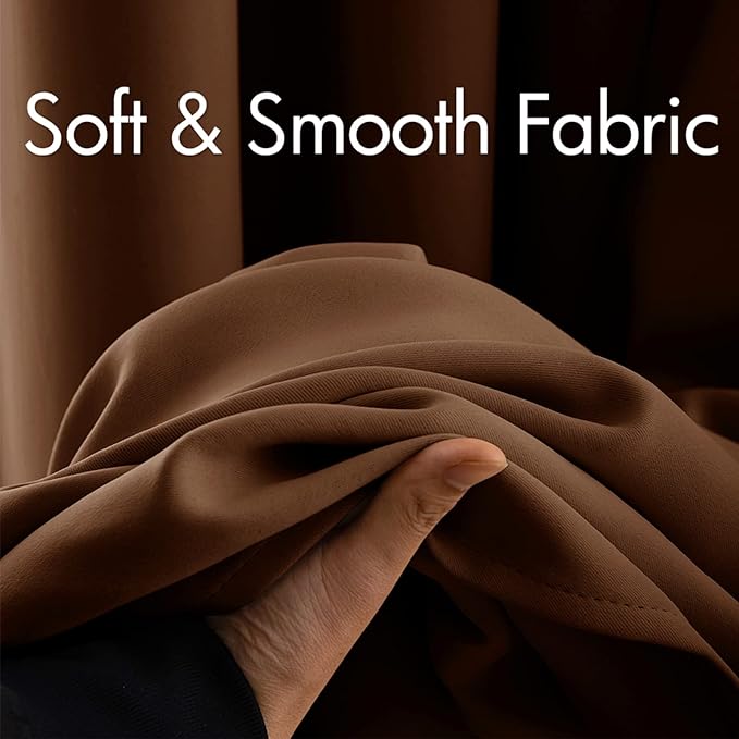 MIULEE 90" Long Blackout Curtains for Bedroom Living Room Thermal Insulated Room Darkening Mocha Grommet Top Solid Light Blocking Drapery Set of 2 Window Panels, Cappuccino Brown