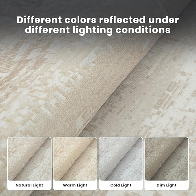 Washable Rugs 8x10 Area Rugs for Living Room- Modern Abstract Rugs for Bedroom,Dining Room, Large Soft Low Pile Carpet with Non Slip Rubber Backing,Neutral Accent Nursery Rug(Light Brown Beige)