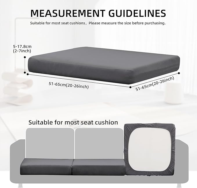 12Pcs Outdoor Cushion Covers, Patio Cushion Covers,Stretch Elastic Slipcovers, Replacement Washable & Reusable Furniture Protector for Patio Couch (Grey,Cover Only)