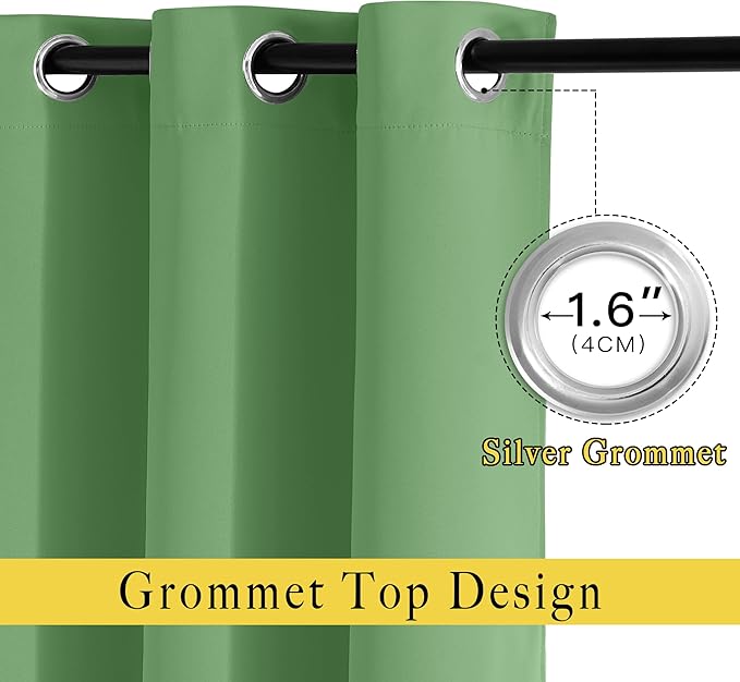NICETOWN Insulated Blackout Curtains and Drapes - Energy Saving Thermal Insulated Solid Grommet Blackout Draperies for Sliding Glass Door/Patio (1 Pair, W80 x L84, Forest Green)