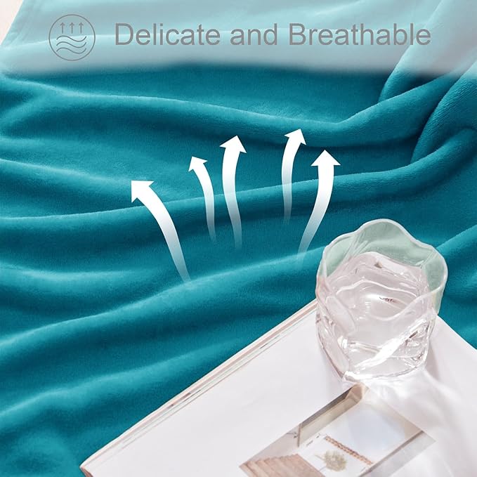 Exclusivo Mezcla Extra Large Fleece Throw Blanket for Couch, Sofa, 300GSM Super Soft and Warm Blankets, Teal Throw All Season Use, Cozy, Plush, Lightweight, 50x70 Inches