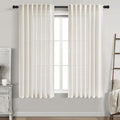 Cream Linen Curtains 61 Inch Length for Living Room 2 Panels Set Neutral Modern Farmhouse Window Curtain Semi Sheer Light Filtering Privacy Back Tab Rod Pocket Drapes for Bedroom Natural Ivory 52x61