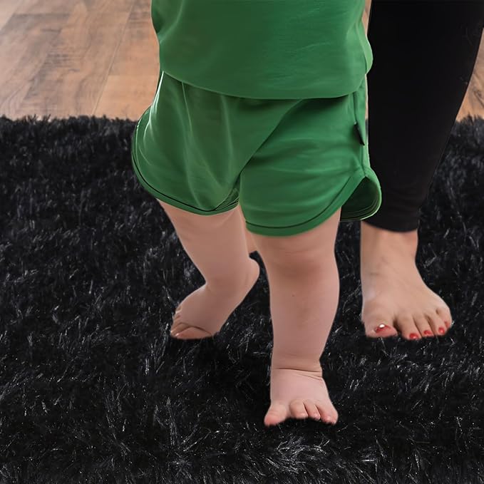 Fluffy Shag Runner Rugs for Bedroom Hallways, 2x8 Black Long Soft Throw Area Rug Non Slip for Bedside Dorm, Shaggy Furry Carpet for Nursery Living Room Home Decor