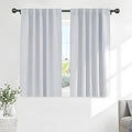 PONY DANCE 60% Light Filtering White Curtain Panels, Kitchen Curtains Room Darkening Energy Saving Short Drapes with Back Tab for Bedroom Home Decor, 34 in Wide by 45 Long, Greyish White, 2 Pieces