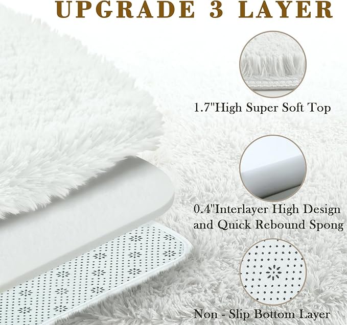 Area Rugs 10x14 Living Room, Shaggy Carpet Soft Plush Furry Bedside Rug Large Area Rugs for Bedroom Kids Girls Boys Home Decor Anti Slip(10 x 14, White)