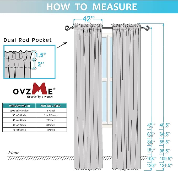 OVZME Sheer White Curtains 108" Inch Length 2 Panels Set, Light Filtering Soft Rod Pocket Voile White Drapes for Living Room/Bedroom, Each 42" W x 108" L