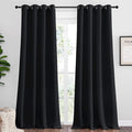 NICETOWN Patio Blackout Long Curtain Shades, 2 Panels, 55 inches x 120 inches, Black, Summer Home Decoration Thermal Insulated Grommet Blackout Draperies/Drapes for Kitchen