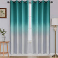 SimpleHome Ombre Room Darkening Curtains for Living Room, Light Blocking Gradient Teal to Grey White Thick Thermal Insulated Grommet Window Curtains/Drapes for Bedroom, 2 Panels, 52x72 inches Length