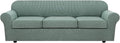 H.VERSAILTEX 4 Piece Stretch Sofa Covers for 3 Cushion Couch Covers for Living Room Furniture Slipcovers (Base Cover Plus 3 Seat Cushion Covers) Thicker Jacquard Fabric (Large Sofa, Sage)