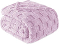 Exclusivo Mezcla Twin Size Flannel Fleece Blanket, Super Soft and Warm Lightweight Checkered Pattern Blanket for All Seasons, 60x80 Inches, Light Purple