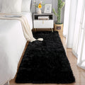 Chicrug Soft 2x10 Runner Rug for Bedroom Living Room Plush Fluffy Rug, Shag Furry Hallway Runner Carpet Rug Non Shedding for Nursery Children Kids Girls Room Home Decorative, Black
