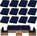 12Pcs Outdoor Cushion Covers, Patio Cushion Covers,Stretch Elastic Slipcovers, Replacement Washable & Reusable Furniture Protector for Patio Couch (Navy Blue,Cover Only)