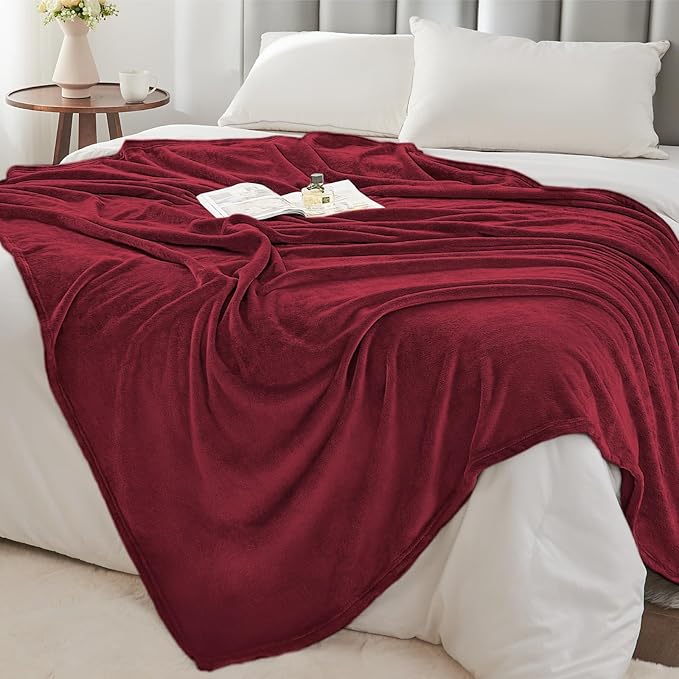 BEDELITE Fleece Blanket Burgundy Throw Blankets for Couch & Bed, Luxury Plush Cozy Fuzzy Blanket 50x60 inches, Super Soft Warm Lightweight Throw Blanket for Travel Camping