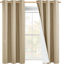 NICETOWN 100% Absolutely Blackout Linen Curtains with Thermal Insulated White Liner, Camel, 42" Wide by 45" Long, 2 Pieces, Linen Blend Window Drapes Privacy Window Treatments for Bedroom/Kids Room
