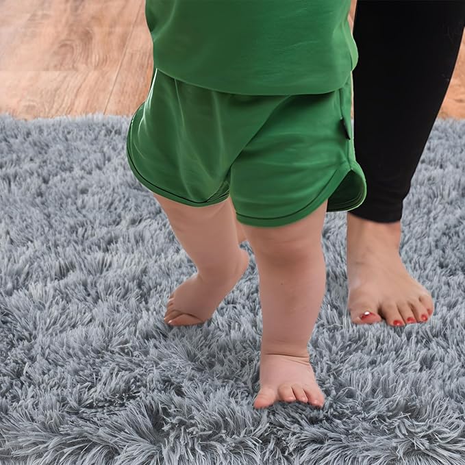 Soft Runner Rugs for Bedroom Hallways, 2 Packs 2x6 Grey Fluffy Shag Throw Area Rug Non Slip for Bedside Dorm, Long Shaggy Furry Carpet for Nursery Living Room