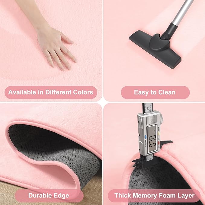 Amearea Large Modern Area Rugs for Bedroom Living Room, 5x8 Feet Pink Thickened Memory Foam Rug, Fluffy Indoor Washable Rugs Non Slip Minimalist Carpet for Boys Girls Dorm Nursery Room Decor