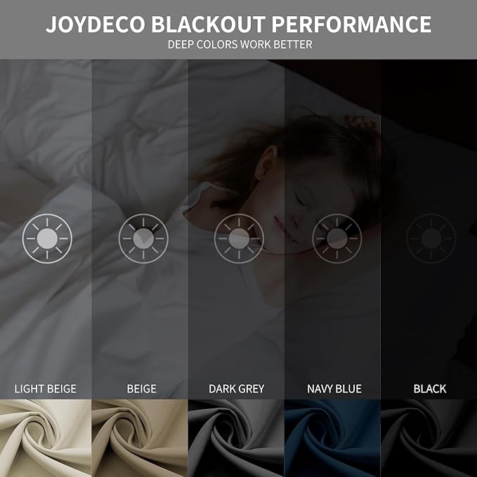 Joydeco Blackout Curtains 63 Inch Length 2 Panels Set, Thermal Insulated Long Curtains& Drapes 2 Burg, Room Darkening Grommet Drapes for Bedroom Living Room Window (Navy Blue, W52 x L63 Inch)