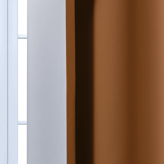 Yakamok Greyish White and Burnt Orange Ombre Curtains,Light Blocking Curtains,Room Darkening Grommet Window Drapes for Bedroom(Burnt Orange,52x63 Inch,2 Panels)