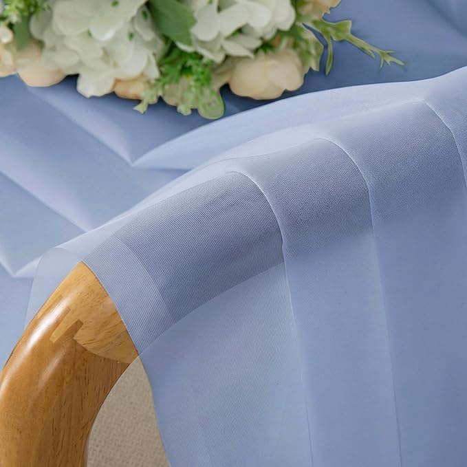 OWENIE Sheer Curtains 84 inches Long 2 Panels Set for Living Room/Bedroom, Rod Pocket Voile Sheer Panel Drapes, Airy Soft Fabric Window Treatments, 2pcs, Each 42" W x 84" L, Demin