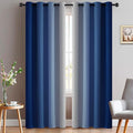 Yakamok Greyish White and Royal Blue Ombre Curtains,Light Blocking Curtains,Room Darkening Grommet Window Drapes for Bedroom(Royal Blue,52x84 Inch,2 Panels)