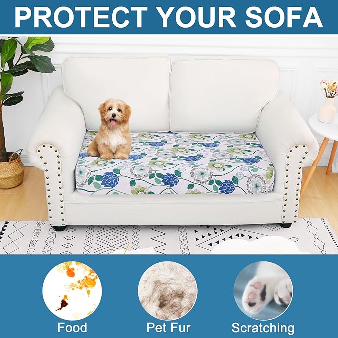 Smiry Printed Couch Cushion Covers, Stretch Soft Couch Covers for Sofa, Washable Non-Slip Sofa Slipcover Furniture Protector for Indoor and Outdoor (Medium, Light Green)
