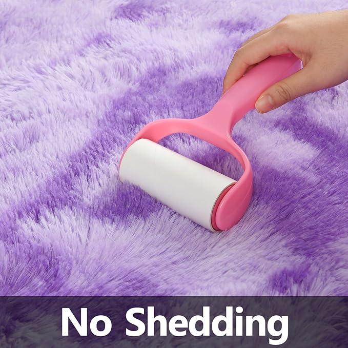 Deerhoo Large Shag Area Rugs 6 x 9, Tie-Dyed Plush Fuzzy Rugs for Living Room, Ultra Soft Fluffy Furry Rug for Bedroom, Indoor Carpet Nursery Rugs for Kids Room Home Decor, Purple