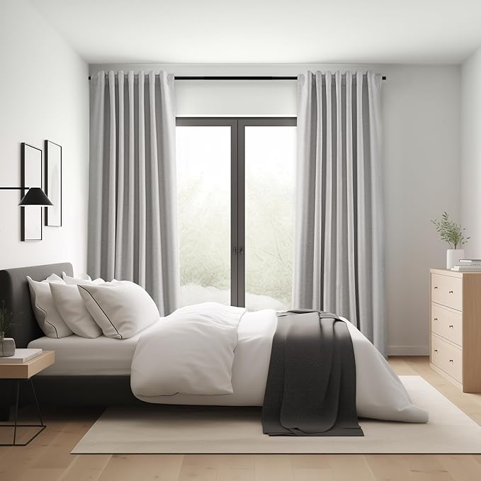 Topfinel 94 Inches Long Custom Ceiling Grey Blackout Urtains, Modern Light Blocking Track Soundproof Curtains, Decorative Elegant Linen Luxrury Curtains 52" X 94" for Living Room 2 Panels Christmas