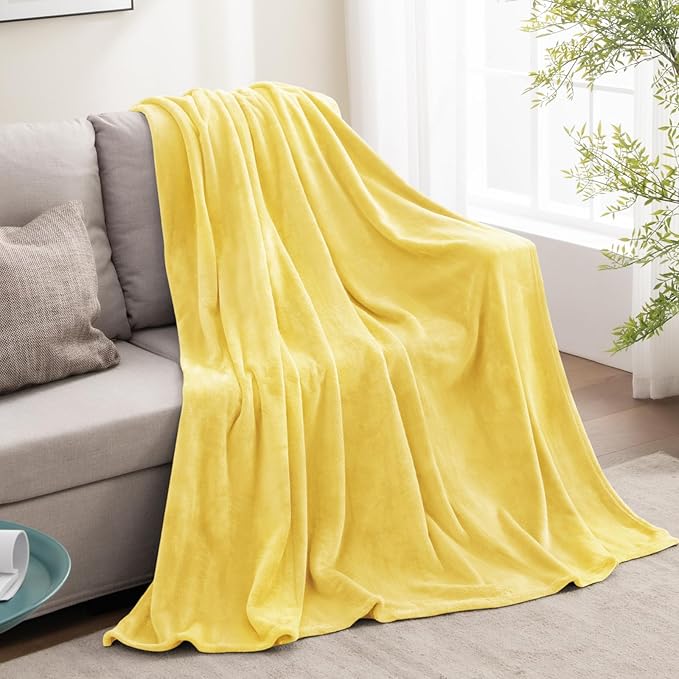 BEDELITE Fleece Blanket Light Yellow Throw Blankets for Couch & Bed, Luxury Plush Cozy Fuzzy Blanket 50x60 inches, Super Soft Warm Lightweight Throw Blanket for Travel Camping