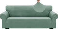 ZNSAYOTX 1 Piece Jacquard Couch Covers for 3 Cushion Couch Living Room High Stretch Sofa Cover Pets Dogs Friendly Anti Slip Thickened Slipcovers Furniture Protector (Large,New Pattern Pea Green)