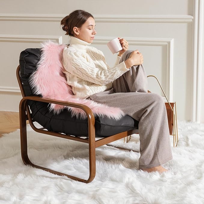 Ashler faux fur rug, Fluffy Shaggy Area Rug Ultra Soft 6 x 9 Feet Rectangle Fur Rug White Fuzzy Rug Machine Washable Shag Rug, Nursery Decor Throw Rugs for Bedroom, kids room, Living Room