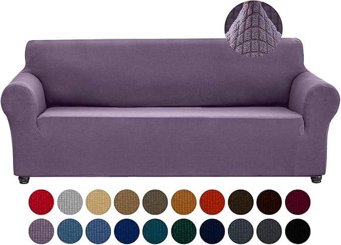 Joccun Stretch Couch Cover Slipcovers, 1-Piece Sofa Covers for 3 Cushion Couch Spandex Jacquard Washable Furniture Protector Cover for Living Room,Kids,Pets(Sofa,Grapeade)