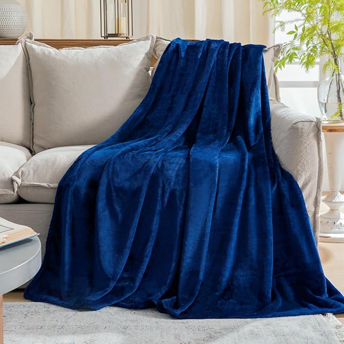 JIAHANNHA Classic Blue Throw Blanket Fleece Blanket Throw Size(60 by 80 Inches),Super Soft Cozy Plush Blanket for Couch Sofa Bed,Lightweight Warm Bed Blankets for Adults,All Season